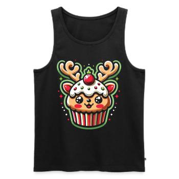 Frohes Fest: Cupcake im Rentiergewand - Männer Premium Bio Tank Top - Schwarz - Vorne - Michal (187cm)
