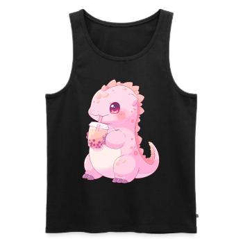 Kawaii Dinosaure Boissons Boba Bubble Tea Chibi - Débardeur bio Premium Homme - noir - Devant - AI Model Male 178 light (178cm)