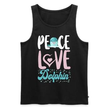 Dolphin Peace Love Dolphin - Männer Premium Bio Tank Top - Schwarz - Vorne - AI Model Male 178 light (178cm)