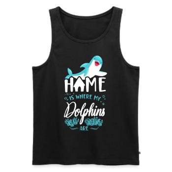 Dolphin Home est l’endroit où mes dauphins - Débardeur bio Premium Homme - noir - Devant - Michal (187cm)