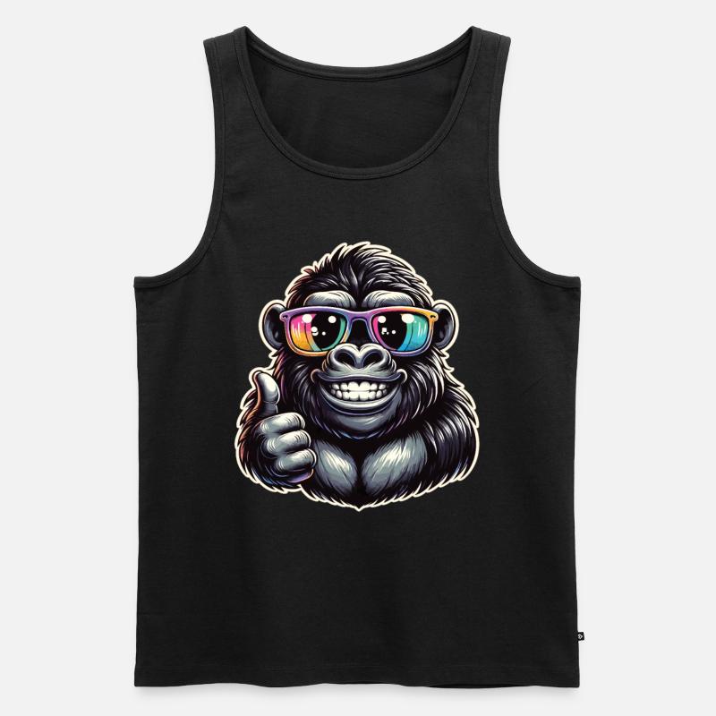 Gorilla mit Sonnenbrille - Männer Premium Bio Tank Top - Schwarz
