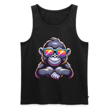 Gorilla with sunglasses - Men's Premium Organic Tank Top - black - Front - Michal (187cm)