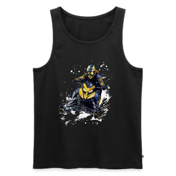 Sledding, snowmobiling, snow, mountain, winter sports - Men's Premium Organic Tank Top - black - Front - Michal (187cm)