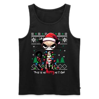 This is as Merry as I get Cat Pajamas Ugly Funny - Men's Premium Organic Tank Top - black - Front - Michal (187cm)