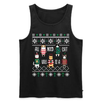 Tout ce dont vous avez besoin est un pyjama de chat PJ Ugly Drôle Noël - Débardeur bio Premium Homme - noir - Devant - Michal (187cm)