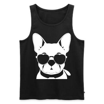 Funny French Bulldog with Sunglasses French Bulld - Men's Premium Organic Tank Top - black - Front - Michal (187cm)