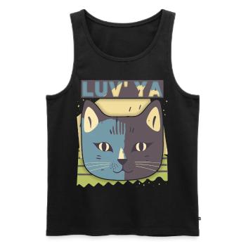 Chat de la Saint-Valentin, tête de chat, déclaration d’amour - Débardeur bio Premium Homme - noir - Devant - AI Model Male 178 light (178cm)