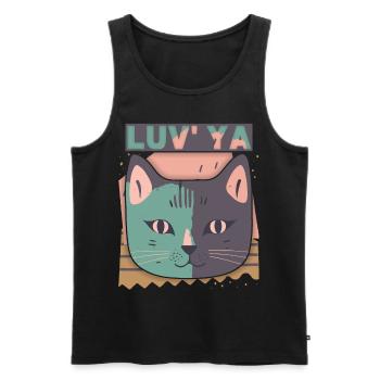 Tête de chat, chat de la Saint-Valentin, déclaration d’amour - Débardeur bio Premium Homme - noir - Devant - AI Model Male 178 light (178cm)