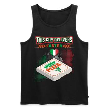 Lustiger Pizza Spruch für Pizza Lieferant - Männer Premium Bio Tank Top - Schwarz - Vorne - AI Model Male 178 light (178cm)