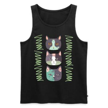 Cat Head, Three Cats, Cat Faces - Men's Premium Organic Tank Top - black - Front - AI Model Male 178 light (178cm)