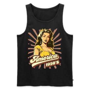America USA 1950s, Pinup, Rock'n'Roll - Men's Premium Organic Tank Top - black - Front - Michal (187cm)