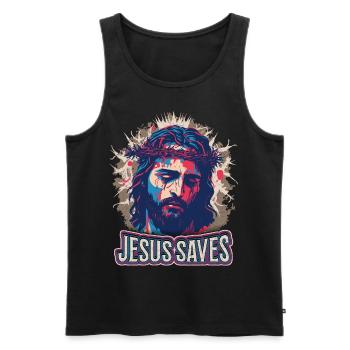 Jesus Christus mit Dornenkrone auf dem Passionsweg - Männer Premium Bio Tank Top - Schwarz - Vorne - AI Model Male 178 light (178cm)