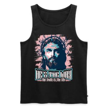 Jesus Christus mit Dornenkrone christlicher Spruch - Männer Premium Bio Tank Top - Schwarz - Vorne - AI Model Male 178 light (178cm)