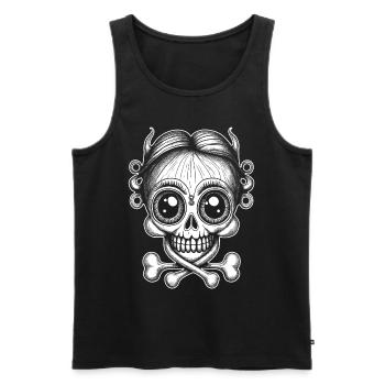Totenkopf-Shirt: Düsterer Charme für Horrorfans! - Männer Premium Bio Tank Top - Schwarz - Vorne - Michal (187cm)