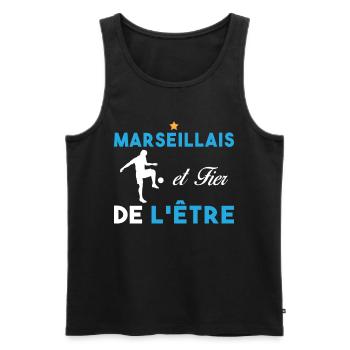 J'aime Marseille Je suis Supporter de Marseille - Débardeur bio Premium Homme - noir - Devant - Michal (187cm)