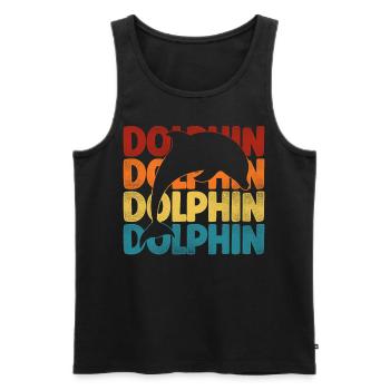 Dolphin Retro Vintage Dolphin - Männer Premium Bio Tank Top - Schwarz - Vorne - AI Model Male 178 light (178cm)