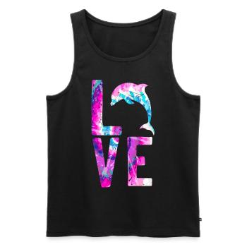 Dolphin Watercolor Love - Männer Premium Bio Tank Top - Schwarz - Vorne - AI Model Male 178 light (178cm)
