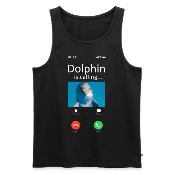 Dolphin Phone Display Dolphin Est - Débardeur bio Premium Homme - noir - Devant - AI Model Male 178 light (178cm)