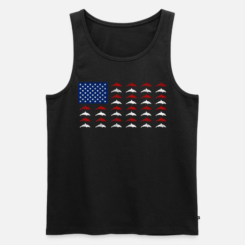 Dolphin American Flag - Männer Premium Bio Tank Top - Schwarz