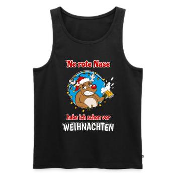 Rentier Rote Nase Bier Lustiges Alkohol Weihnachts - Männer Premium Bio Tank Top - Schwarz - Vorne - Michal (187cm)
