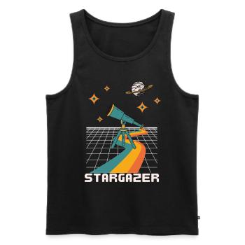 Sterngucker Astronomie Retrofutiristik Nachthimmel - Männer Premium Bio Tank Top - Schwarz - Vorne - AI Model Male 178 light (178cm)