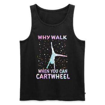 Pourquoi marcher quand on peut faire la roue, gymnaste - Débardeur bio Premium Homme - noir - Devant - Michal (187cm)