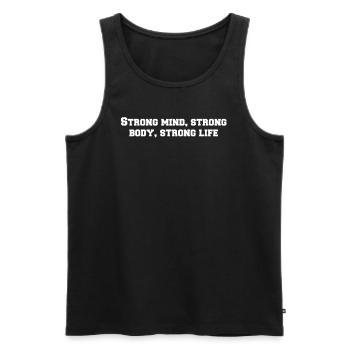 Fitness - Strong mind, strong body, strong life - Men's Premium Organic Tank Top - black - Front - AI Model Male 178 light (178cm)