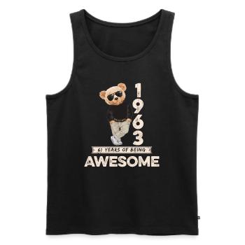 1963 Geburtstag Teddy Bär Being Awesome Orignal - Männer Premium Bio Tank Top - Schwarz - Vorne - Michal (187cm)