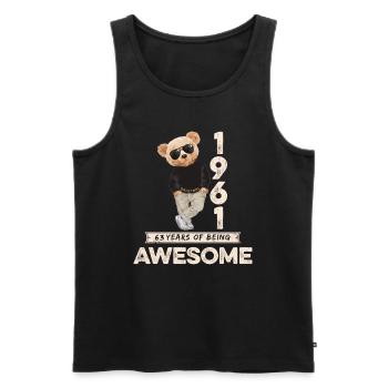 1961 Geburtstag Teddy Bär Being Awesome Orignal - Männer Premium Bio Tank Top - Schwarz - Vorne - Michal (187cm)