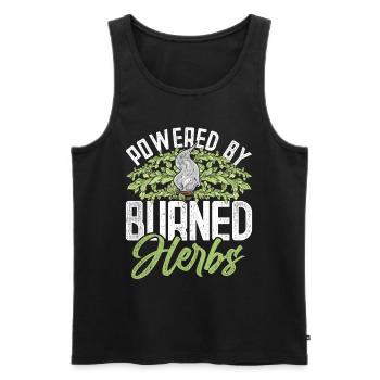 Wohnung Ausräuchern Powered By Burned Herbs - Männer Premium Bio Tank Top - Schwarz - Vorne - Michal (187cm)