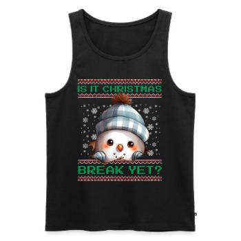 Is It Christmas Break Yet? Cute Snowman Teacher - Men's Premium Organic Tank Top - black - Front - Michal (187cm)