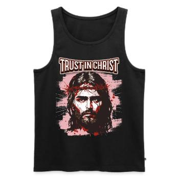 Jesus Christus mit Dornenkrone christlicher Spruch - Männer Premium Bio Tank Top - Schwarz - Vorne - AI Model Male 178 light (178cm)