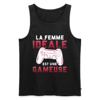 La femme idéale est une gameuse cadeau geek humour - Débardeur bio Premium Homme - noir - Devant - Michal (187cm)