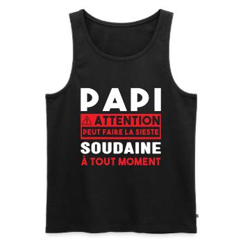 Papi Peut Faire La Sieste Soudaine Grand Pères - Débardeur bio Premium Homme - noir - Devant - Michal (187cm)