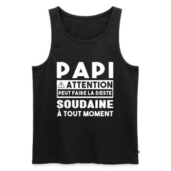 Papi Peut Faire La Sieste Soudaine Grand Pères - Débardeur bio Premium Homme - noir - Devant - Michal (187cm)