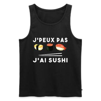 Je peux pas J'ai Sushi Humour Cadeau Drôle Sushis - Débardeur bio Premium Homme - noir - Devant - Michal (187cm)