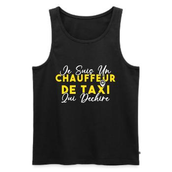 Drôle Cadeau Humour Chauffeur de taxi - Débardeur bio Premium Homme - noir - Devant - AI Model Male 178 light (178cm)