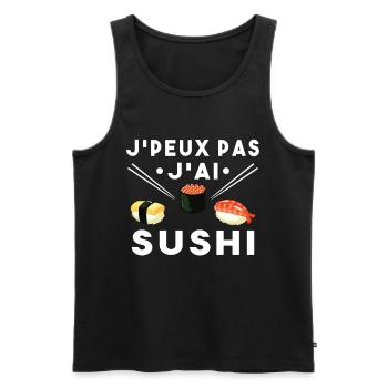 Je peux pas J'ai Sushi Humour Cadeau Drôle Sushis - Débardeur bio Premium Homme - noir - Devant - Michal (187cm)