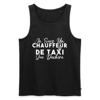 Drôle Cadeau Humour Chauffeur de taxi - Débardeur bio Premium Homme - noir - Devant - AI Model Male 178 light (178cm)