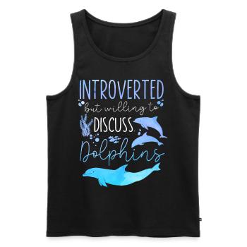 Dolphin Introverted But Willing To - Men's Premium Organic Tank Top - black - Front - AI Model Male 178 light (178cm)