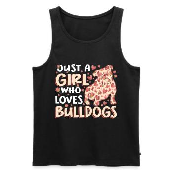 Juste une fille qui aime les bouledogues - Débardeur bio Premium Homme - noir - Devant - Michal (187cm)