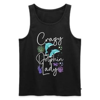 Dolphin Crazy Dolphin Lady - Männer Premium Bio Tank Top - Schwarz - Vorne - AI Model Male 178 light (178cm)