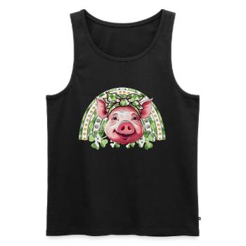 Cochon porte-bonheur - Débardeur bio Premium Homme - noir - Devant - AI Model Male 178 light (178cm)