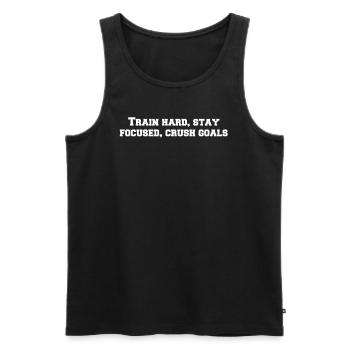 Fitness - Train hard, stay focused, crush goals - Männer Premium Bio Tank Top - Schwarz - Vorne - Michal (187cm)