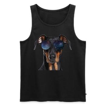 Dobermann Wearing Cosmic Eyeglasses Galaxy Sunglas - Männer Premium Bio Tank Top - Schwarz - Vorne - Michal (187cm)