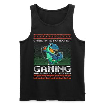 Funny Christmas Forecast Gaming T-Rex Ugly Xmas - Men's Premium Organic Tank Top - black - Front - Michal (187cm)