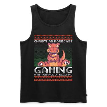 Funny Christmas Forecast Gaming T-Rex Ugly Xmas - Men's Premium Organic Tank Top - black - Front - Michal (187cm)