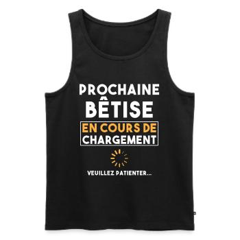 Cadeau drôle enfant Bêtise en cours de chargement - Débardeur bio Premium Homme - noir - Devant - Michal (187cm)