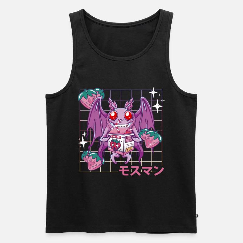 Mothman Strawberry Milk Shake - Männer Premium Bio Tank Top - Schwarz