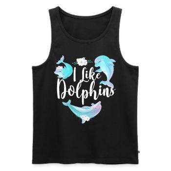 Dolphin I Like Dolphins - Männer Premium Bio Tank Top - Schwarz - Vorne - AI Model Male 178 light (178cm)